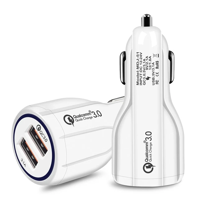 Автомобильное зарядное устройство ROCK Quick Charge 3,0 QC 3,0 Быстрая зарядка type C зарядное устройство для телефона s 2 порта USB быстрое автомобильное зарядное устройство для iphone samsung - Тип штекера: White