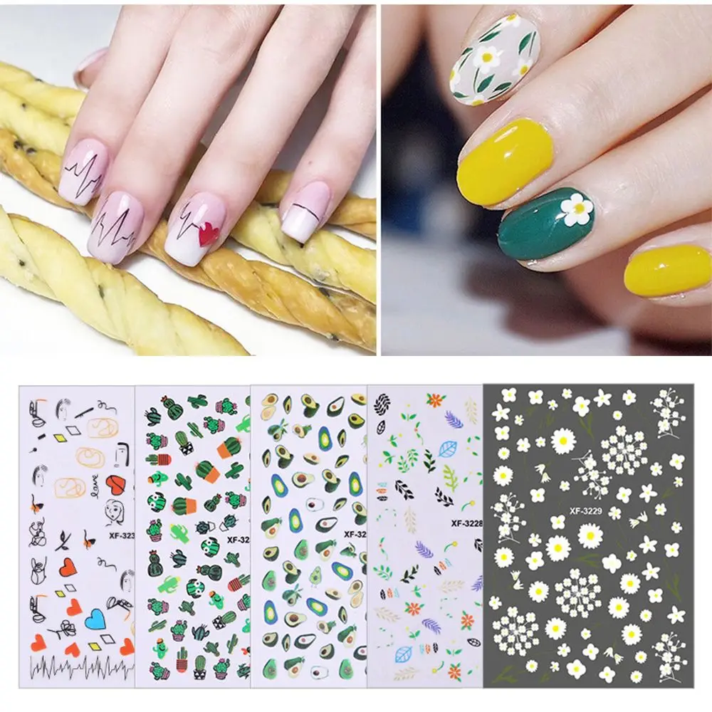 1 Sheet New Arrival Cactus Avocado Flower Fruit Paper Nail Sticker DIY Applique Manicure Pattern Letters | Красота и здоровье