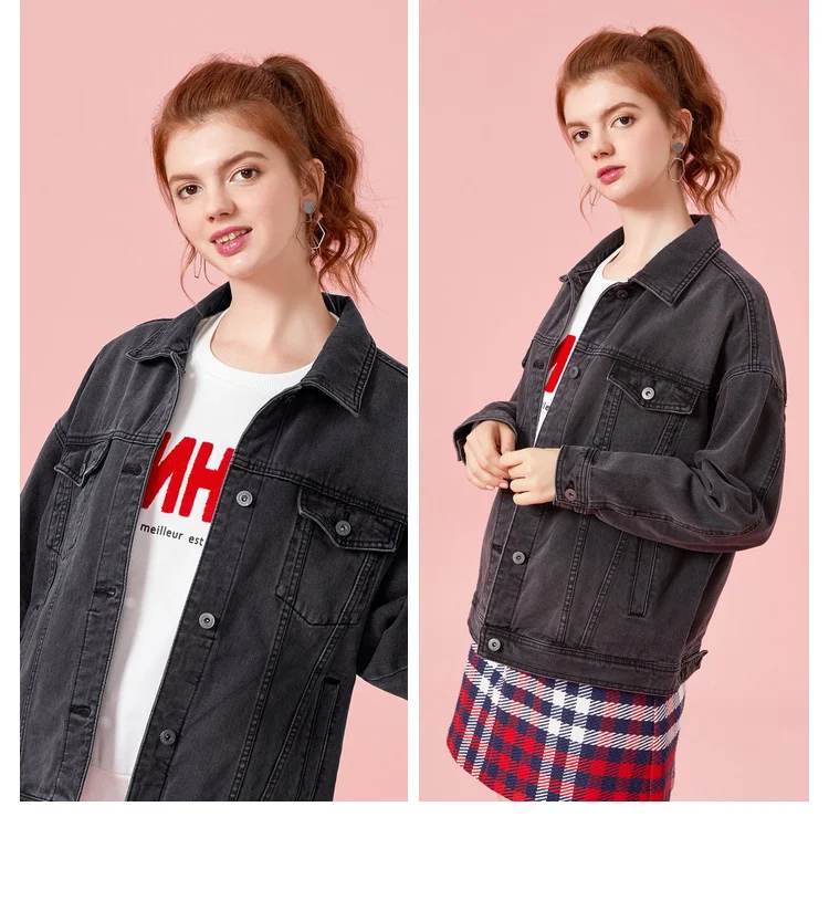 Женская джинсовая куртка SEMIR из хлопка с большим воротником, джинсовая куртка бойфренда с нагрудным карманом и косым карманом, шикарный стиль