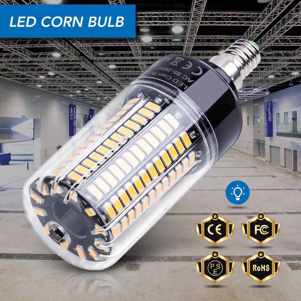 

LED Light Bulb E27 LED Corn Lamp E14 Lampara 220V 28 40 72 108 132 156 189leds Energy Saving Lighting 110V No Flicker SMD5736