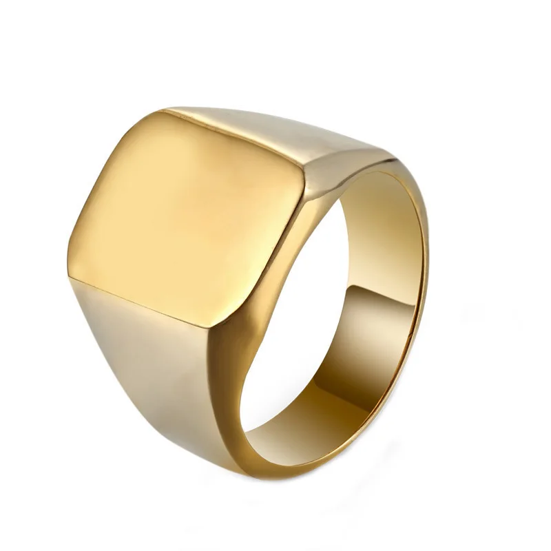 Мужские ювелирные изделия простой Гладкий квадрат печать сплав кольцо Черное