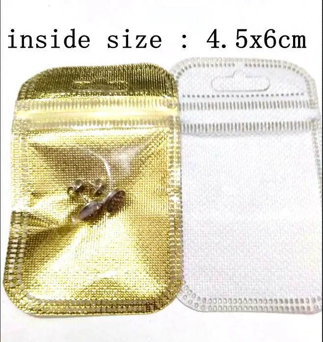 

200Pcs/lot inside 6x8cm earring jewelry pouch gift present package gold foil color fit for necklace bracelet earrings