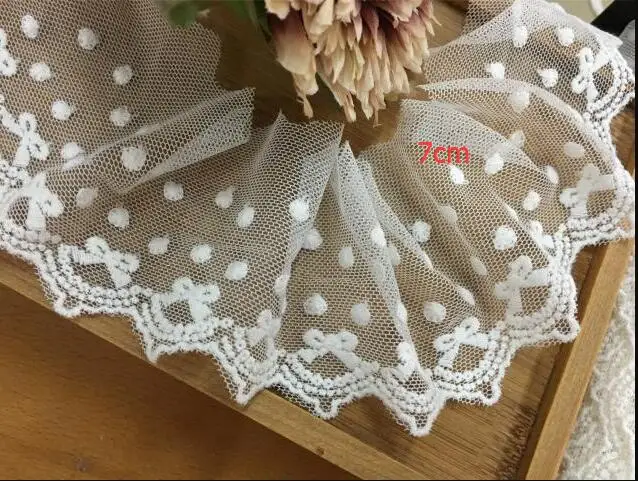 Mesh embroidery lace white cotton mesh embroidery lace accessories 15cm wide