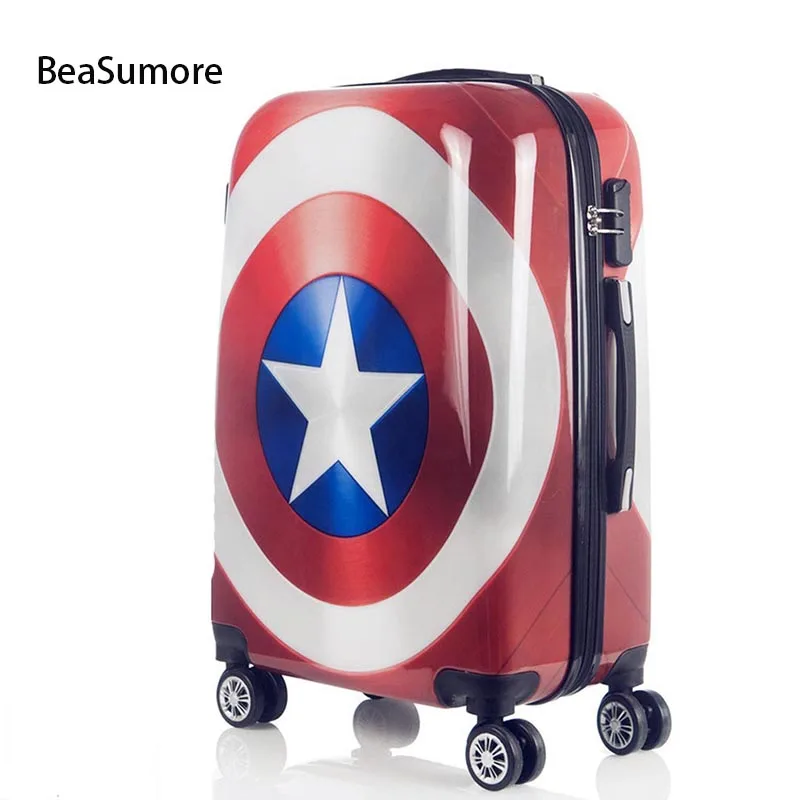 BeaSumore милый мультяшный детский Багаж на колёсиках Spinner super hero чемодан на колесиках, Студенческая дорожная сумка с паролем, тележка для салона - Цвет: style 1