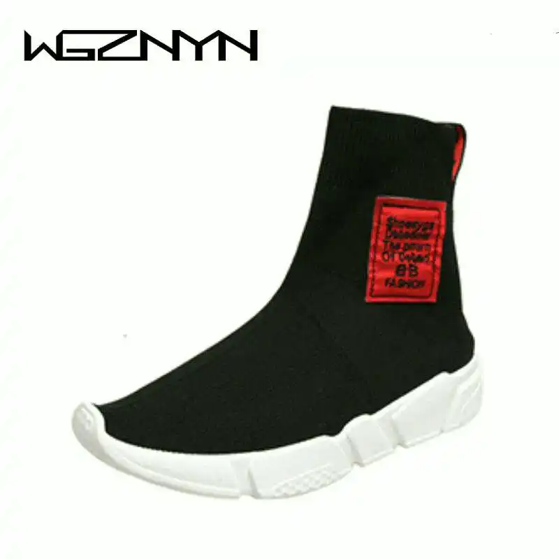 WGZNYN новые кроссовки Женская Корейская версия из Ulzzang дышащей эластичной носки Женская обувь Harajuku Повседневное плоское дно дикий W03