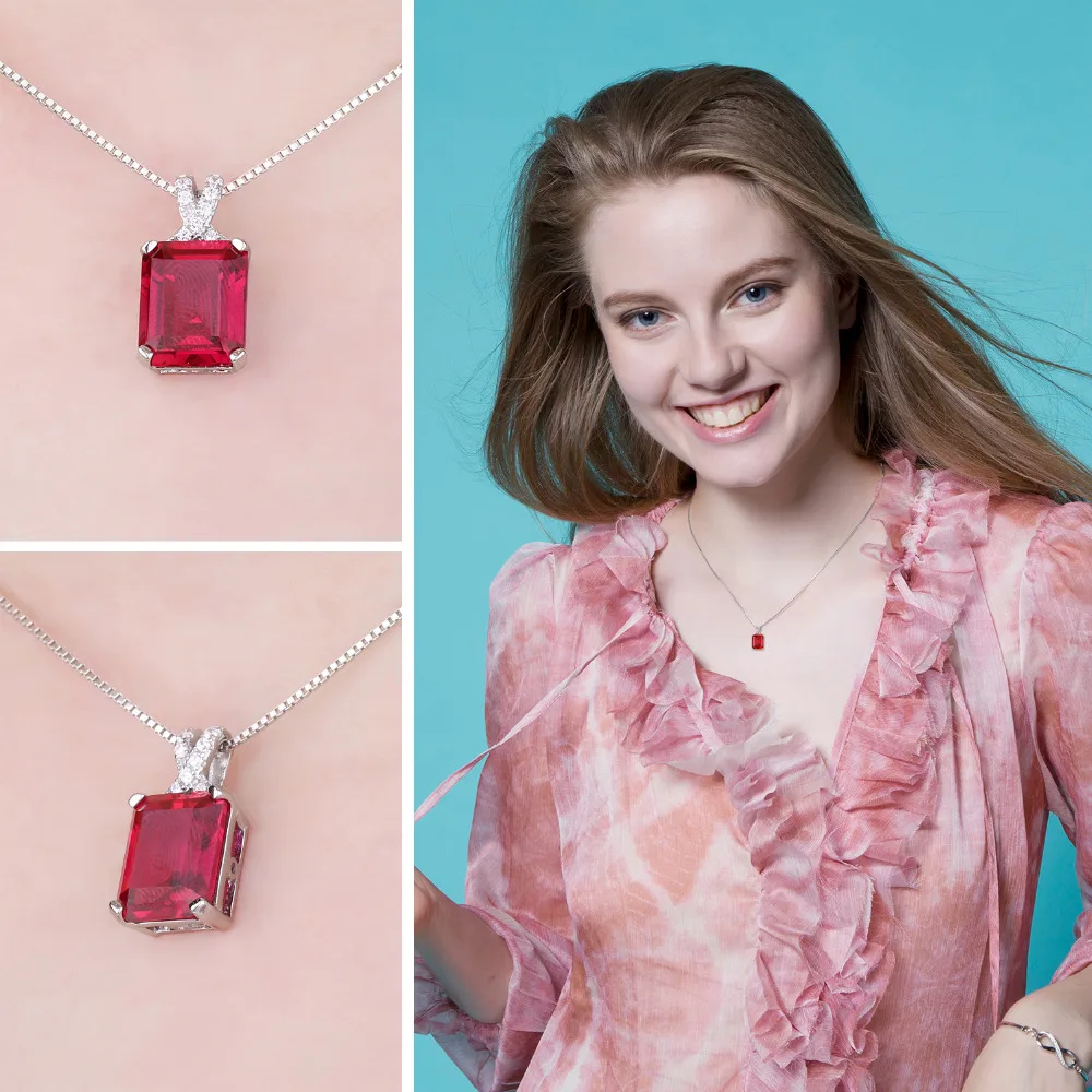 Jewelrypalace Изумрудный Cut 6ct создан красный рубин кулон Твердые стерлингового серебра