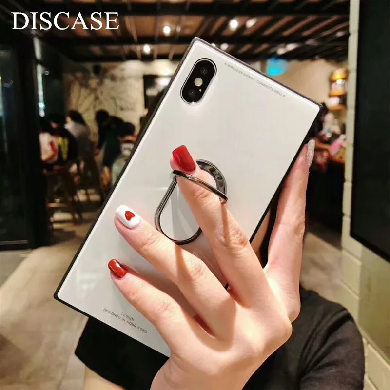 Модное квадратное закаленное стекло оболочки чехол для iPhone X 8 7 6 6s plus