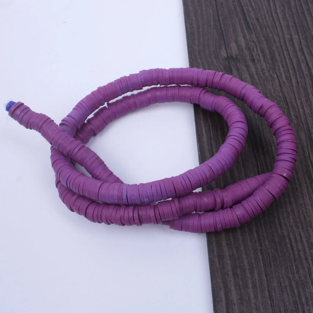 1 нить 6 мм резиновая прокладка DIY ювелирных изделий Fimo Ломтики Полимерная глина бусины для boho ювелирные изделия серьги дизайн браслет материал - Цвет: Фиолетовый