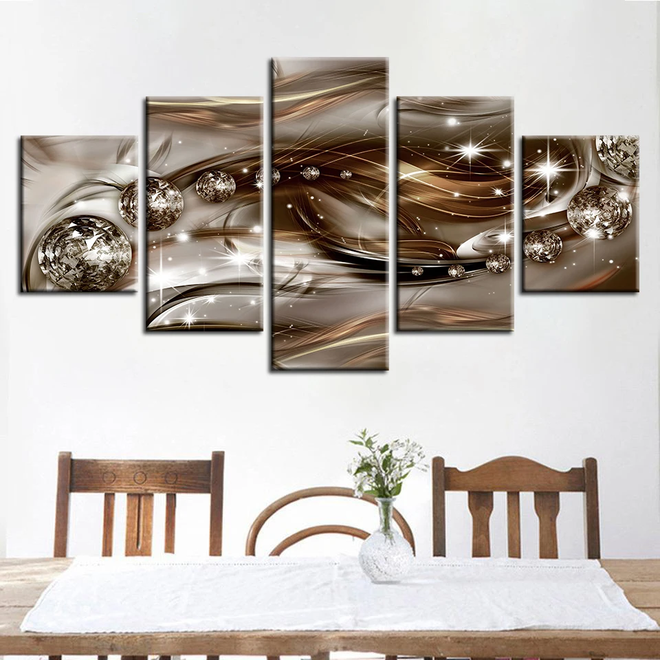 Lienzo abstracto pintura pared arte óleo póster Modular Imagenes 5 paneles grandes petes para sala de estar decoración del|Рисование и