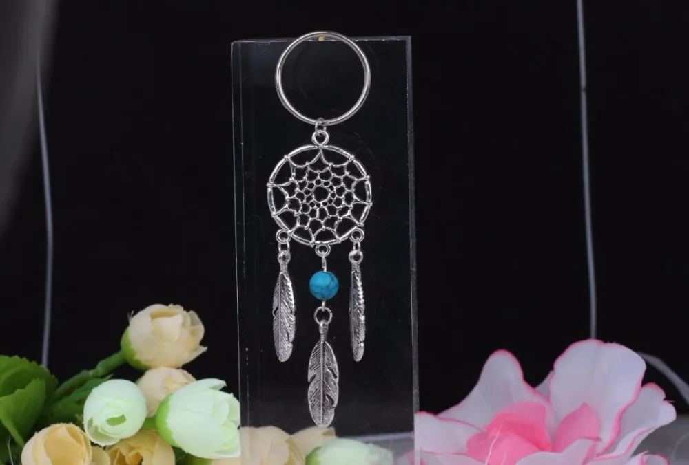 Винтаж индийские Стиль брелок для ключей Ловец снов в стиле бохо природный