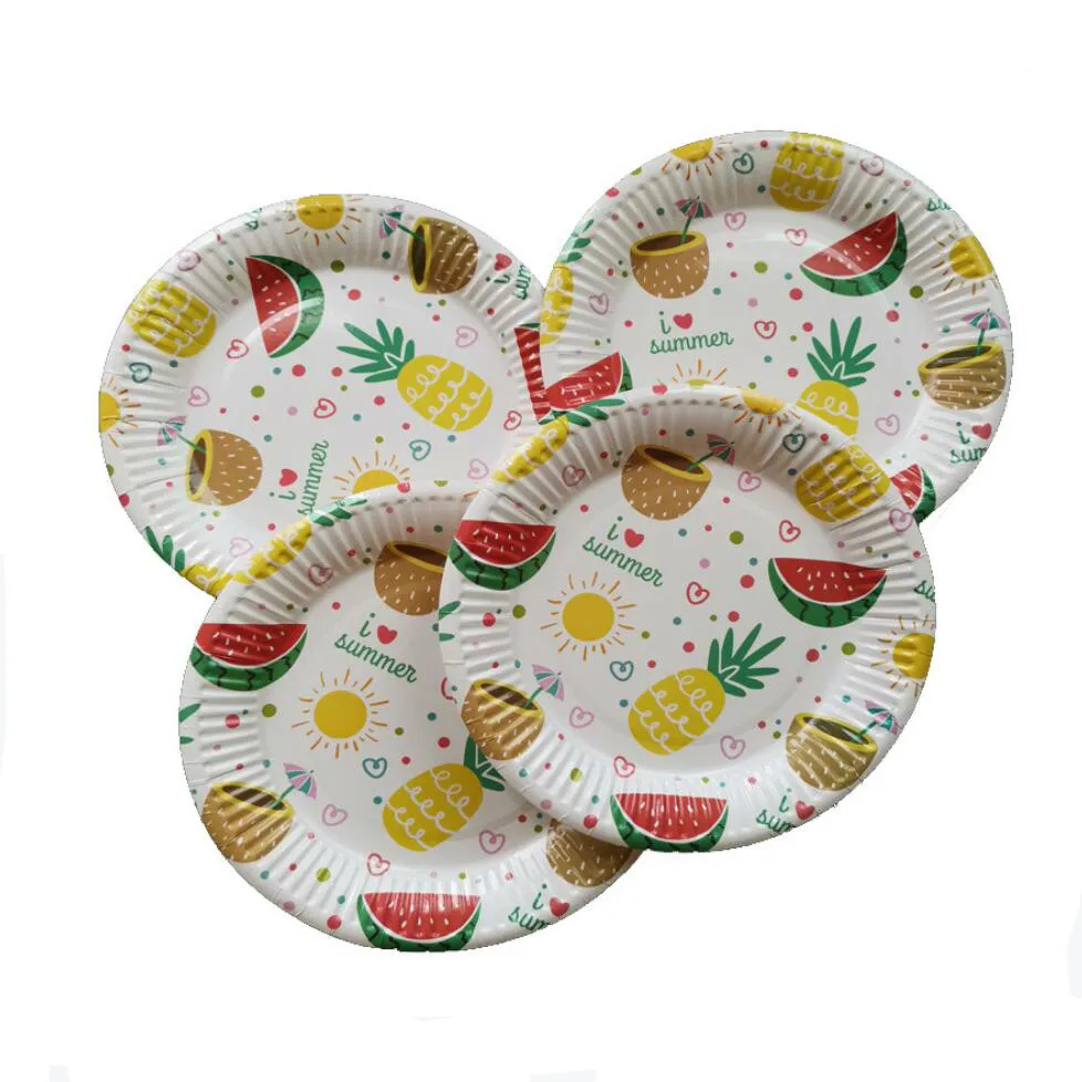 30 шт. фрукта ананаса Бумага 7 дюймов Лето одноразовые для выпечки барбекю Посуда