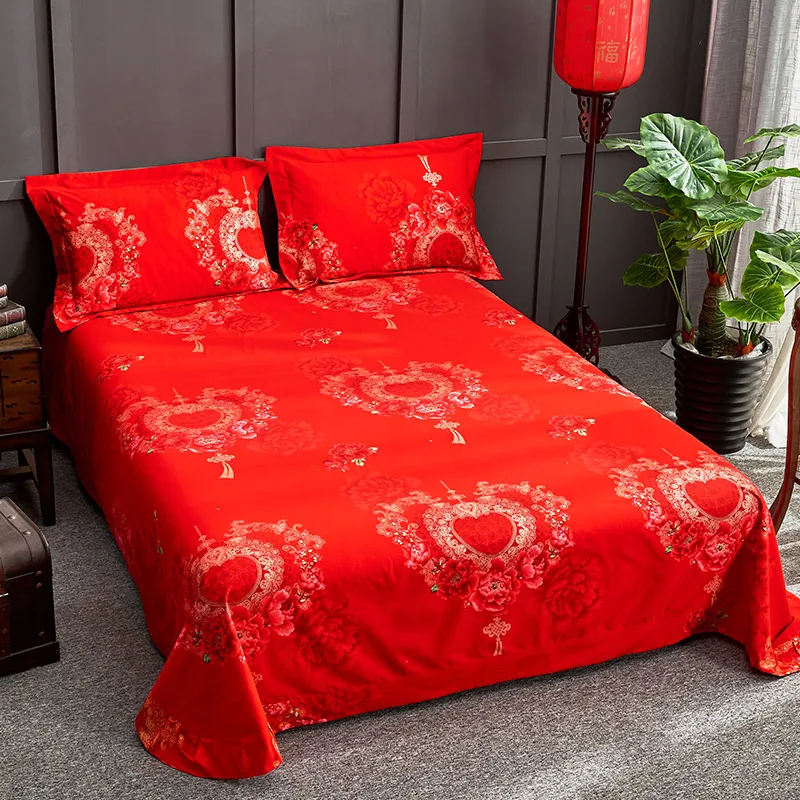100% хлопок красный китайский свадебный роскошный комплект постельного белья 4 шт