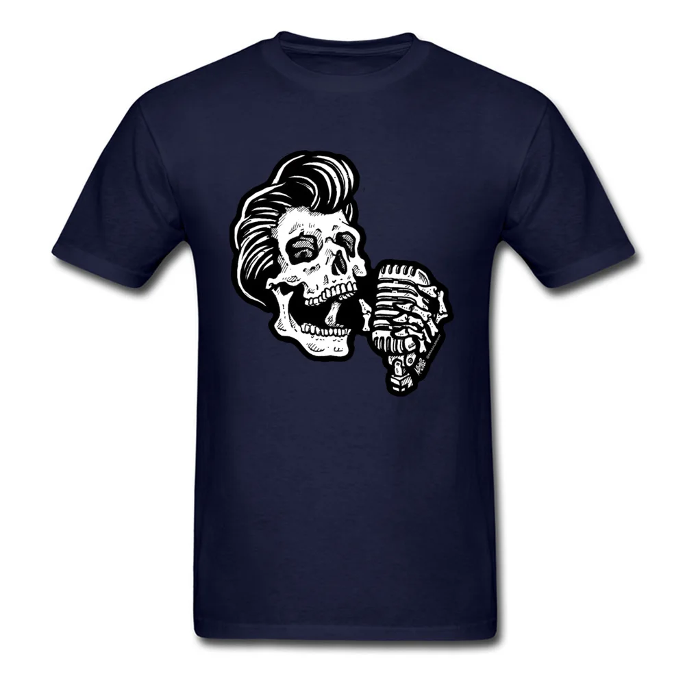 Рокабилли Череп Футболка караоке футболка хипстер мужские классические черные
