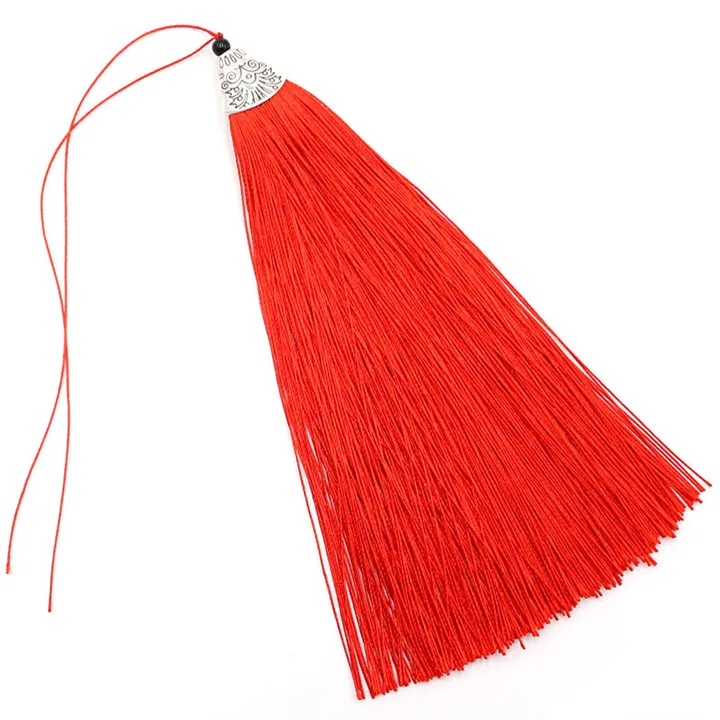 Red Tassels 5 шт. металлический колпачок с длинной бахромой Кулон DIY Материал вечерние кисточки отделка Одежда, Шторы Декор шелковые кисточки ленты аксессуары - Цвет: Red Tassels