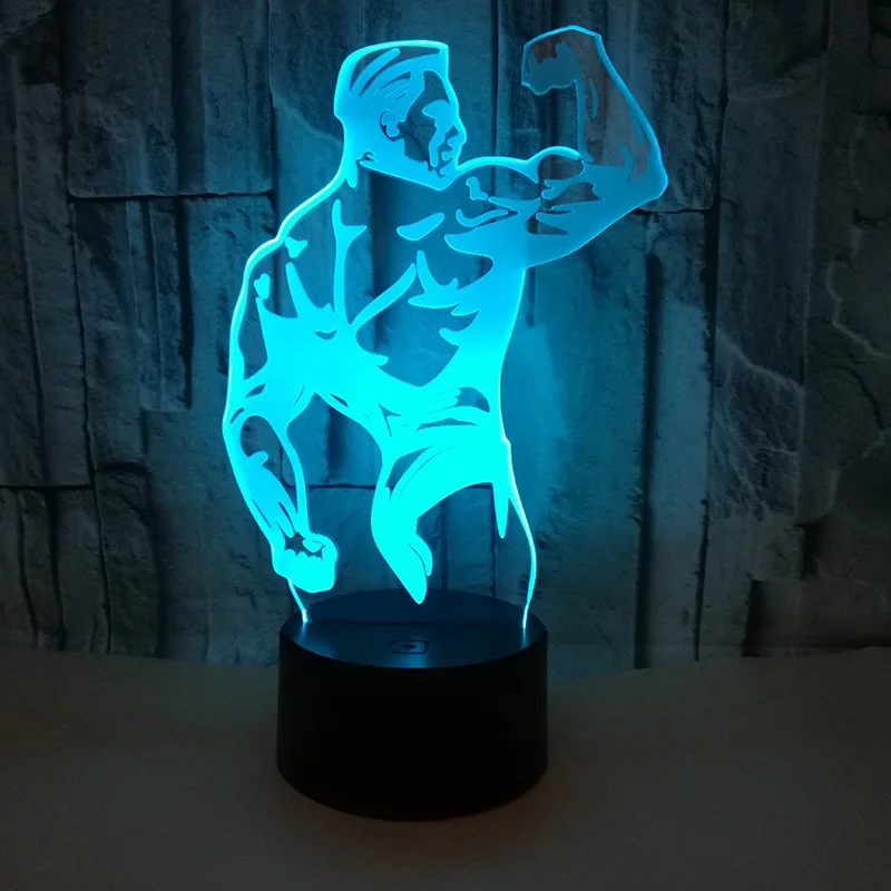 Модная модель мужской мышцы светодиодный RGB 3D ночной Светильник с дистанционным