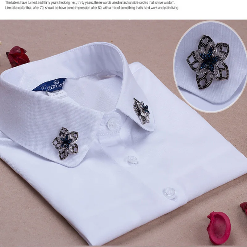 Женская блузка в Корейском стиле с искусственным воротником вышитая