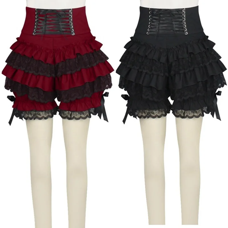 Шорты женские хлопковые с высокой талией модные милые черные готические