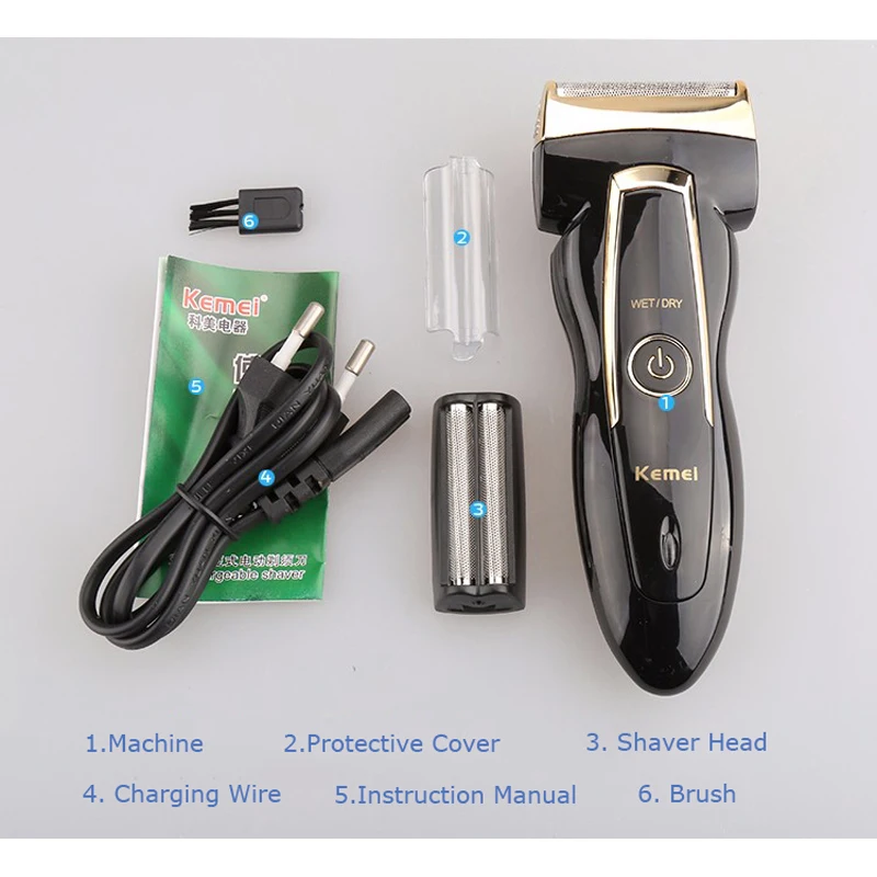 Электрическая бритва KEMEI для бритья перезаряжаемая Бритва удаления волос