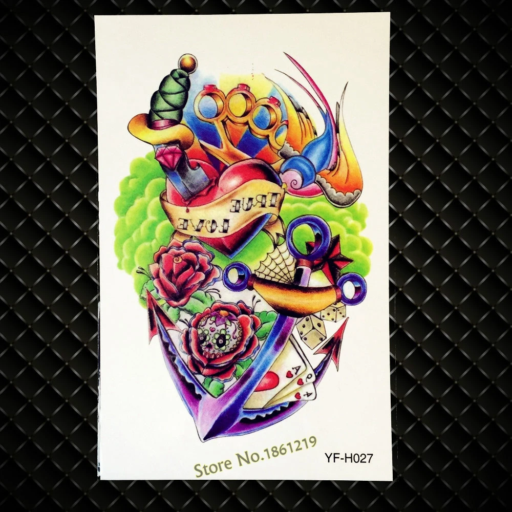 Морской пиратский якорь Временные татуировки боди арт рука флэш тату стикер s 19x12