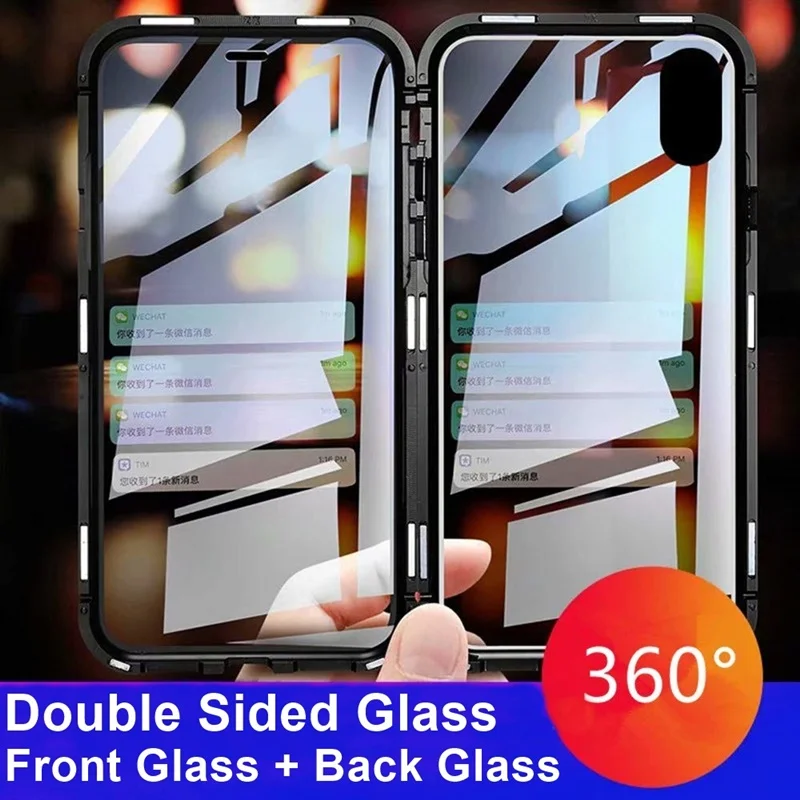 Магнитный чехол для IPhone XR XS MAX X 8 Plus 7 двойные металлические чехлы из закаленного
