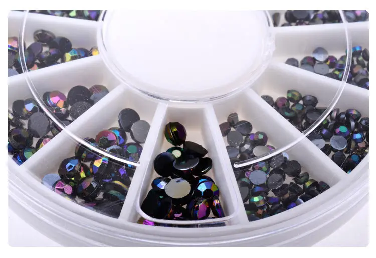 Hot Black AB Rhinestone 3d Nail Art Tips Gems Glitter Decoration Wheel DIY Craft Decorations (2mm 3mm mixed size) WERE788989MY | Красота и