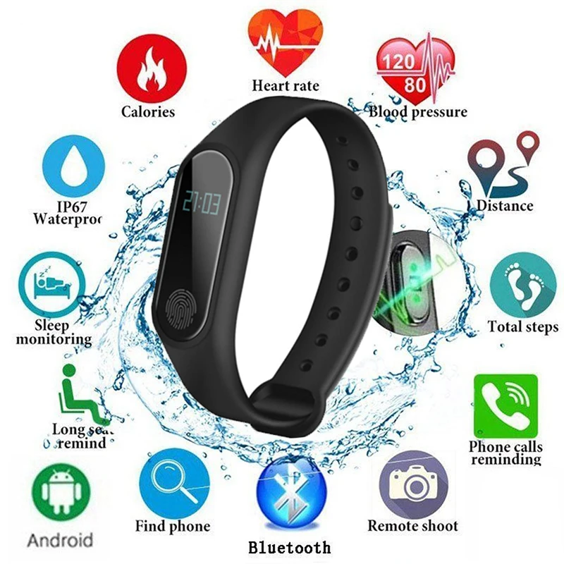 Умный Браслет M2 водонепроницаемый браслет монитор сердечного ритма фитнес
