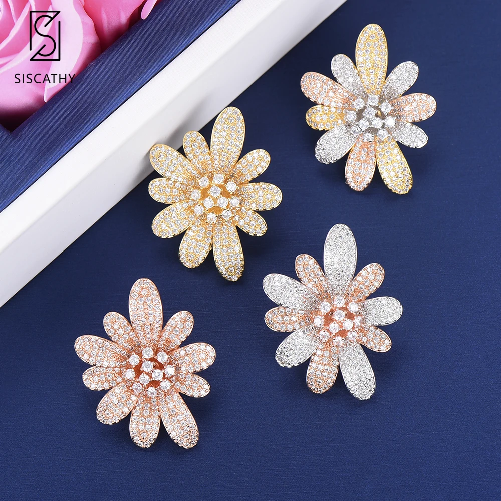 SISCATHY Для женщин роскошный цветок серьги себе ювелирные изделия кубический