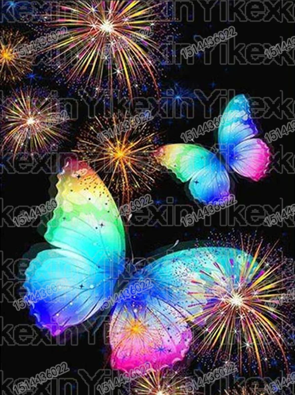 5D DIY Алмазная картина для вечеринки декор Цветная Бабочка Вышивка Полный Круглый