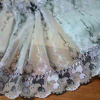 hot sale lace accessories hardcover light blue gauze embroidery lace 24 cm wide d2402