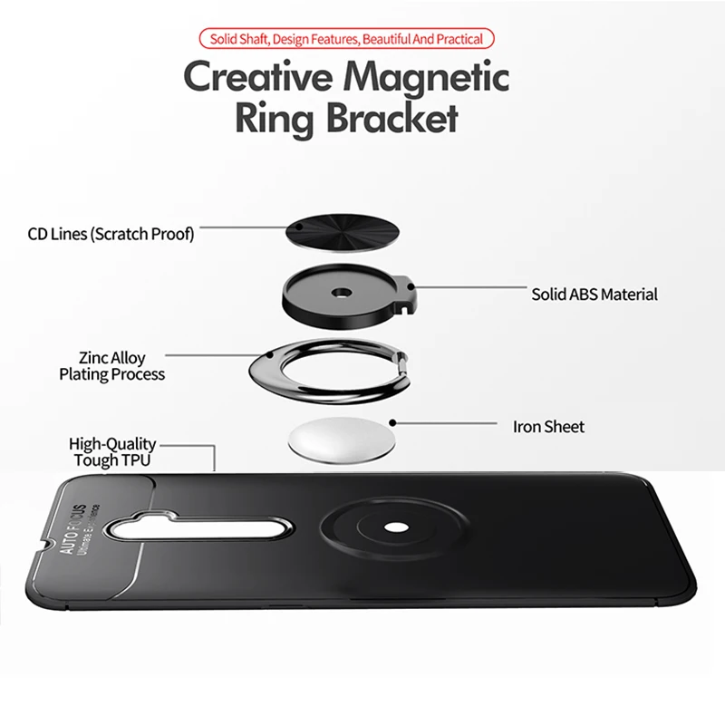 Для OPPO Reno 10x Zoom Case кольцо на палец Магнитный кронштейн Мягкая силиконовая задняя