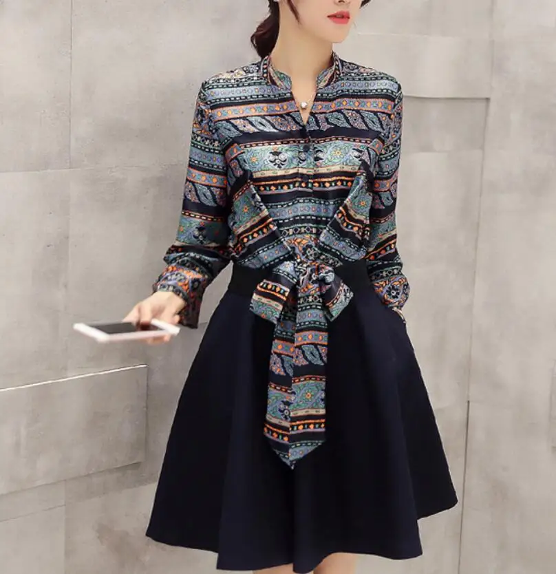 

Sell Like Hot Cakes / Spring Women's New Wear Long Sleeve Restore Ancient Ways Off Two Waist Dress /M--XXL