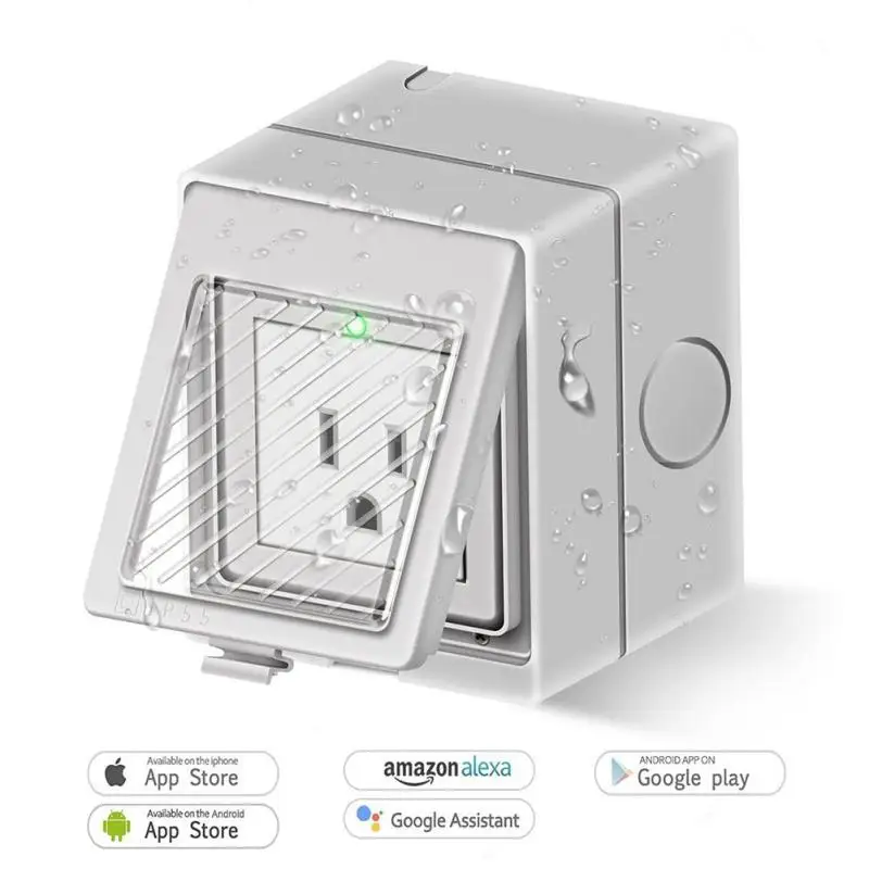 Открытый Wi Fi Smart Plug Работайте с Amazon Alexa Google дома влагозащищенные розетки на/Off