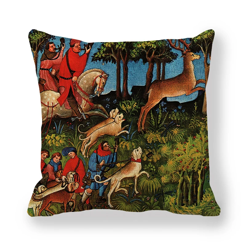 45cm*45cm medieval greyhound and Royal Hunt linen/cotton throw pillow covers couch cushion cover home decor pillow