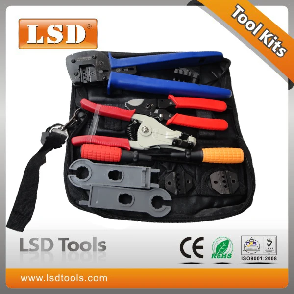 A-K2546B-2 multi function tool kit with MC4 crimping tool,cable stripper and cutter,screwdriver MC4 solar pv tool set