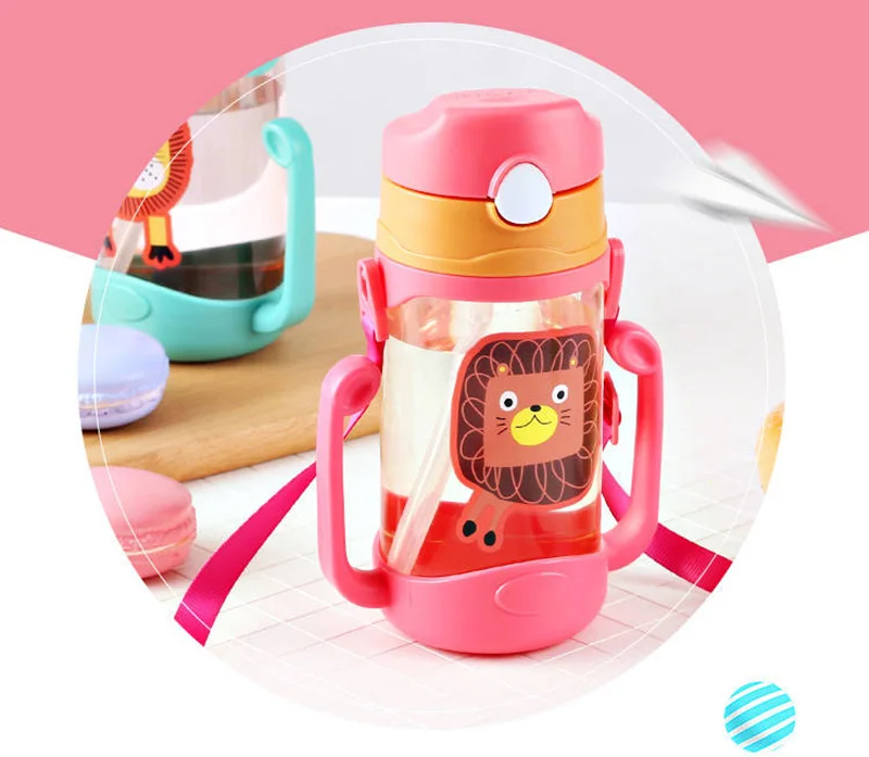 Экологичные детские бутылки для питьевой воды с героями мультфильмов, без бисфенола, пластиковая соломенная детская бутылка, детский чайник, переносная Спортивная бутылка
