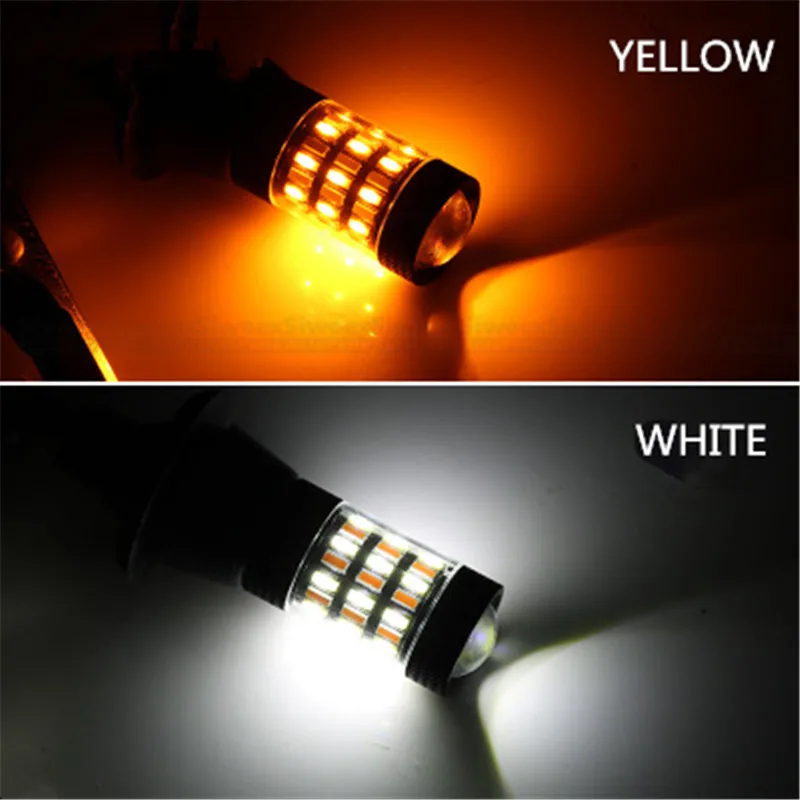 2 шт. 60 SMD 4014 1157 3157 7443 двухцветный белый/янтарный Автомобильный светодиодный