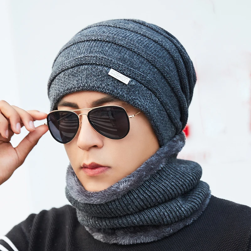 Зимние Skullies шапочки Для мужчин вязанные шапки кепки подкладка держать теплый