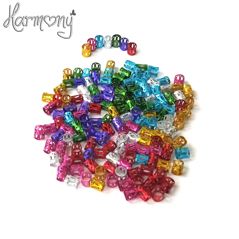 Бесплатная доставка 100 шт. зеленое металлическое кольцо бусины для дредов