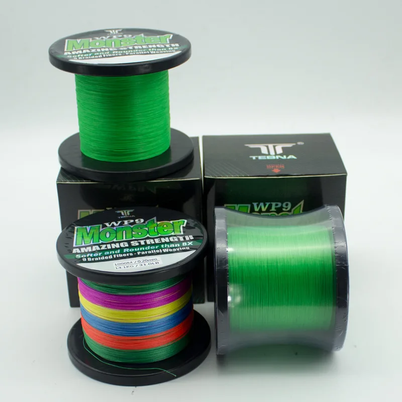 Рыболовные снасти 9 нитей плетеная леска супер жесткая и прочная разноцветная PE