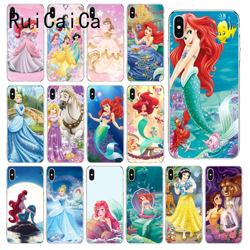 RuiCaiCa Принцесса Ариэль Русалочка ТПУ мягкий резиновый чехол для телефона iPhone 5 5Sx 6