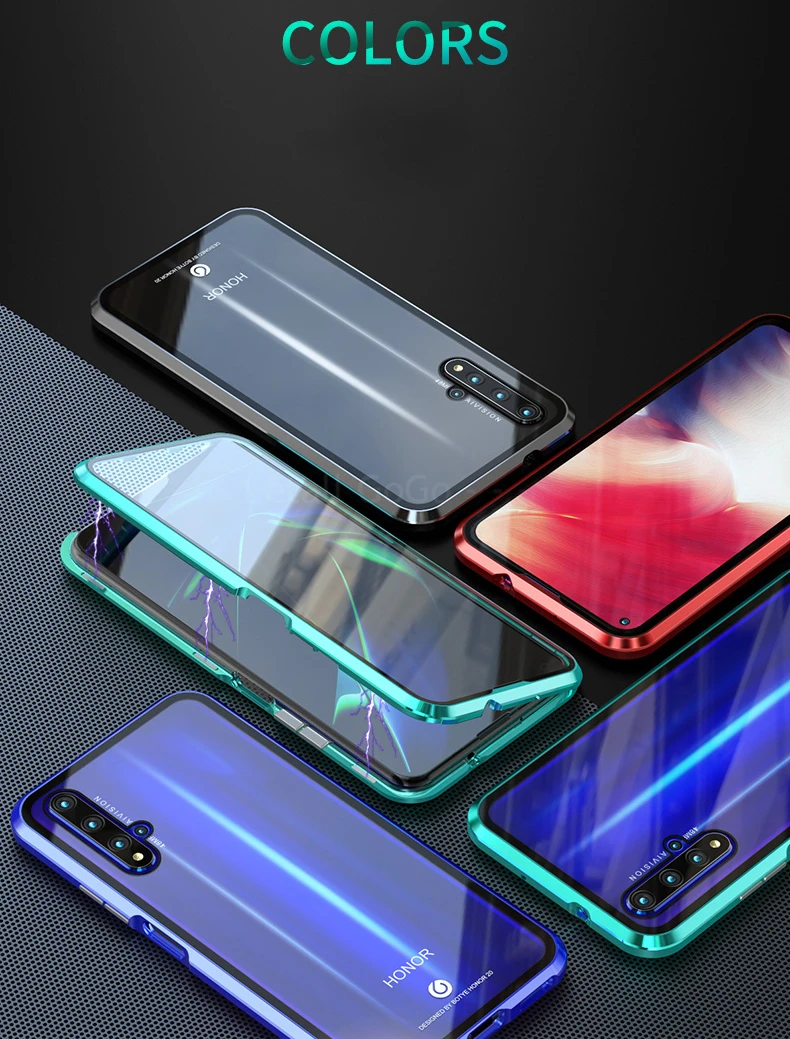 Чехол на весь корпус, противоударный чехол для huawei honor 20, чехол, металлический чехол Bumber honor 20 Pro, Защитное стекло для задней панели, чехол s