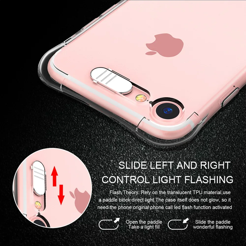 Чехол KISSCASE из мягкого ТПУ со светодиодной вспышкой для iPhone 10 7 6s 6 Plus светящийся