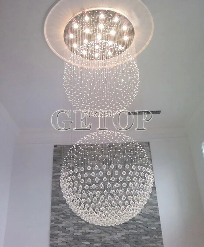 Best Price Modern LED Spherical K9 Crystal Lamp Duplex Stairs Luxury Villa Round Ball Pendant Lights Project | Освещение
