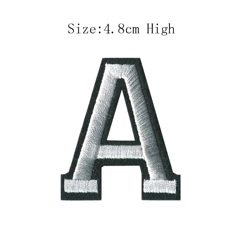 A 1 шт., A-Z, белые и черные английские буквенные надписи, смешанные, вышитые, сшитые на мешке, железные нашивки для одежды, сумки, штаны(высота 48 мм - Цвет: A