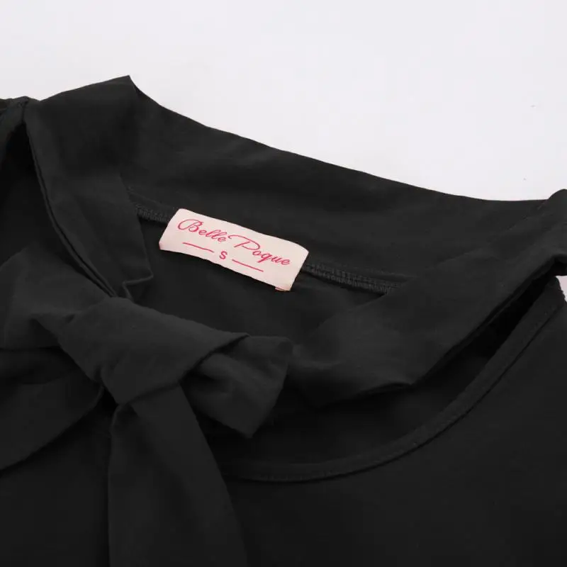 Belle Poque women's 1950s Ретро винтажная блуза с галстуком бабочкой со стоячим воротником