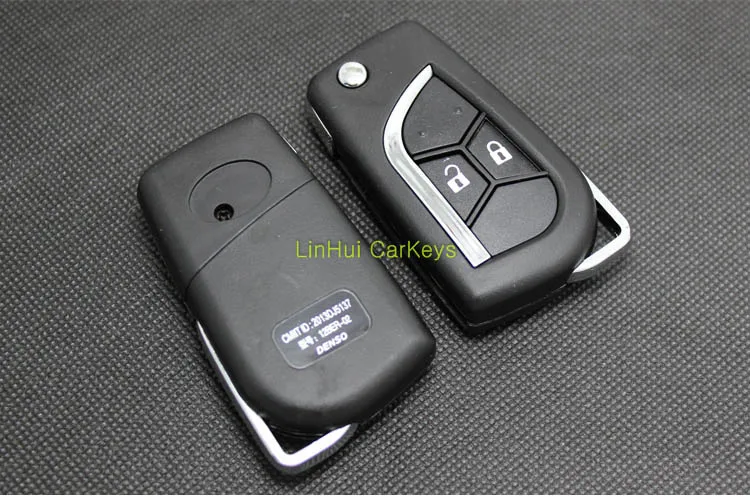 Чехол для ключей PINECONE для TOYOTA COROLLA CROWN CAMRY RAV4, 2 кнопки, без выреза, заготовка, латунное лезвие, пульт дистанционного управления, ABS, 1 шт