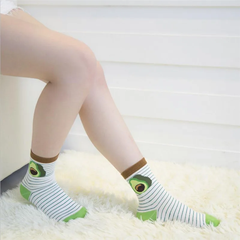 Высокое качество женские носки цвет 4 пар/лот Осень зима яркие забавные фруктовые