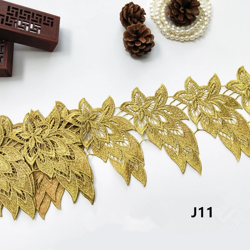 Новинка 2018 красивая золотистая кружевная отделка с вышивкой для шитья