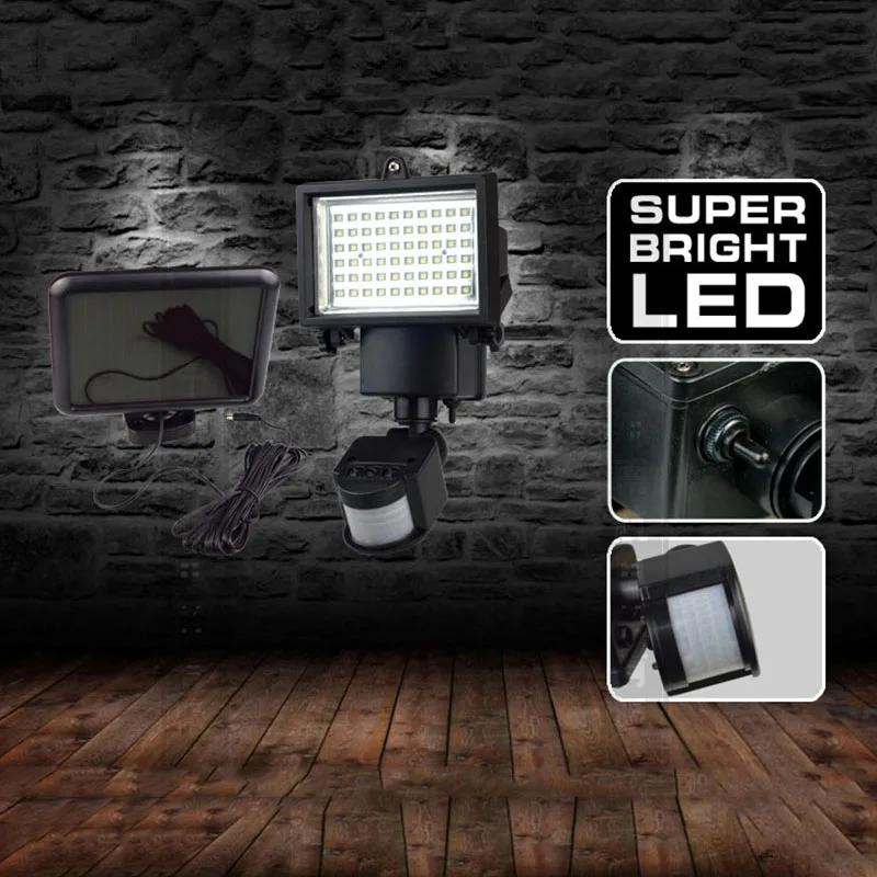 TAMPROAD 60 LED PIR датчик движения Солнечный свет Прожектор настенный светильник