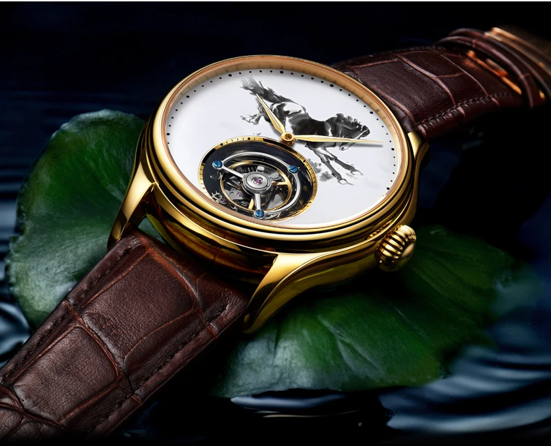 Tourbillon механические часы мужские Лидирующий бренд часы сапфировые зеркальные оригинальные ручные обмотки полый ход мужские т чернила лошадь часы Saat